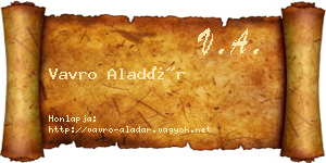 Vavro Aladár névjegykártya